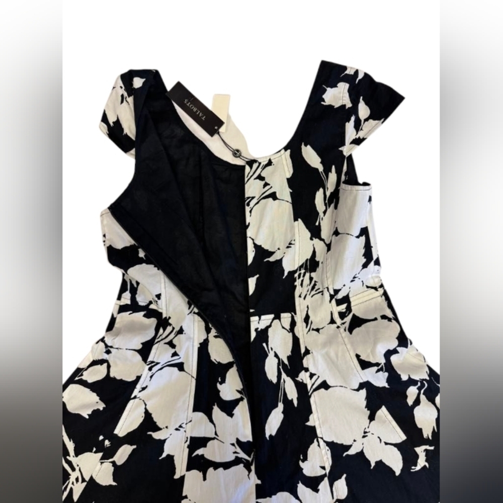 Talbots NWT Dress Flowy Floral White/Black Size 8P Women’s size 8P - Picture 6 of 9